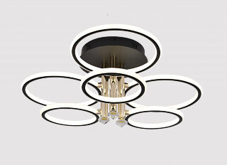 Люстра MS 1147/6 Орето 348W черный/золото 3000-6000К диммир. с ПДУ