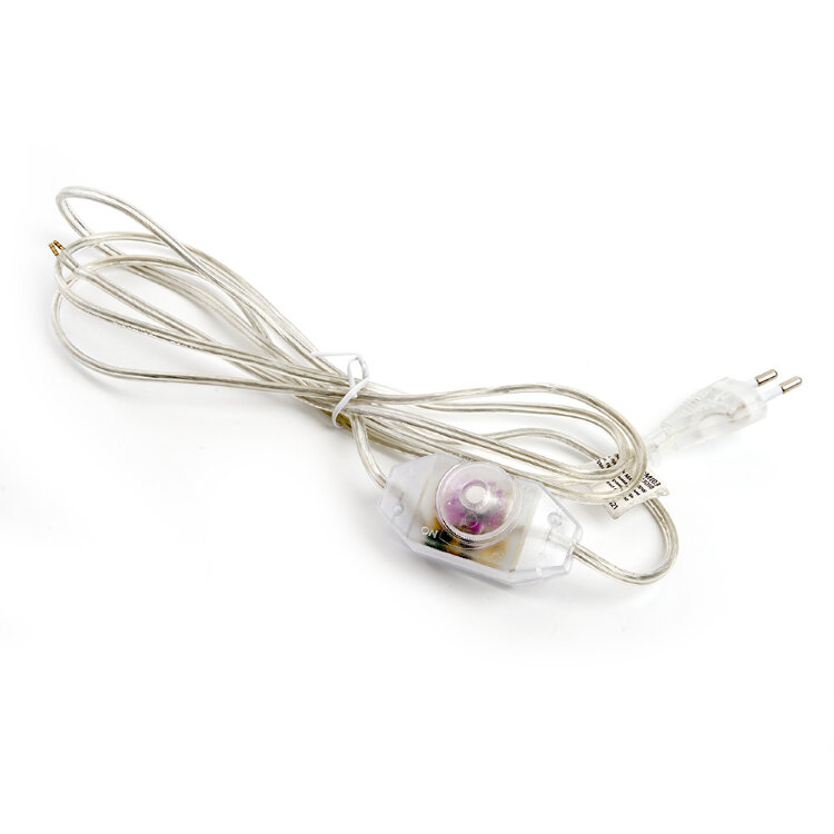 Сетевой шнур с диммером 230V 2м, прозрачный, DM103-200W 23058