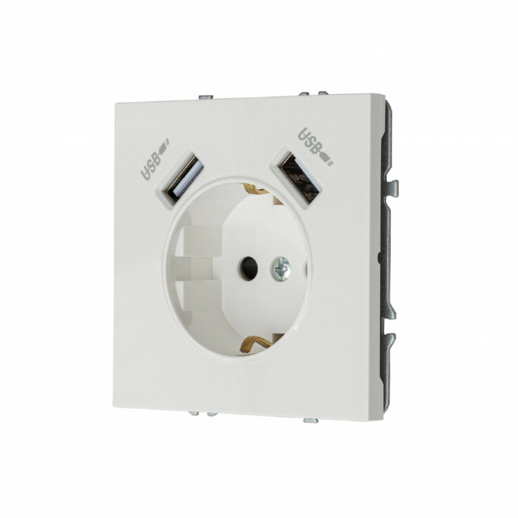 MIKAMI MI-5 Розетка 1-ая с/з с 2 зарядными портами USB 3.1 A Белый глянцевый