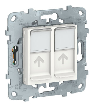 SE Unica New Бел Розетка компьютерная, RJ45, двойная, кат. 5е UTP