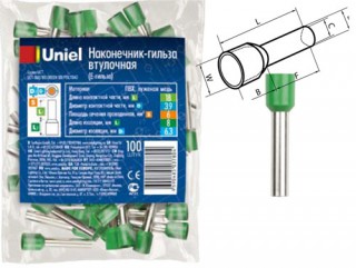 Е-гильза Uniel UCT-010/120 RED 100 POLYBAG 12мм